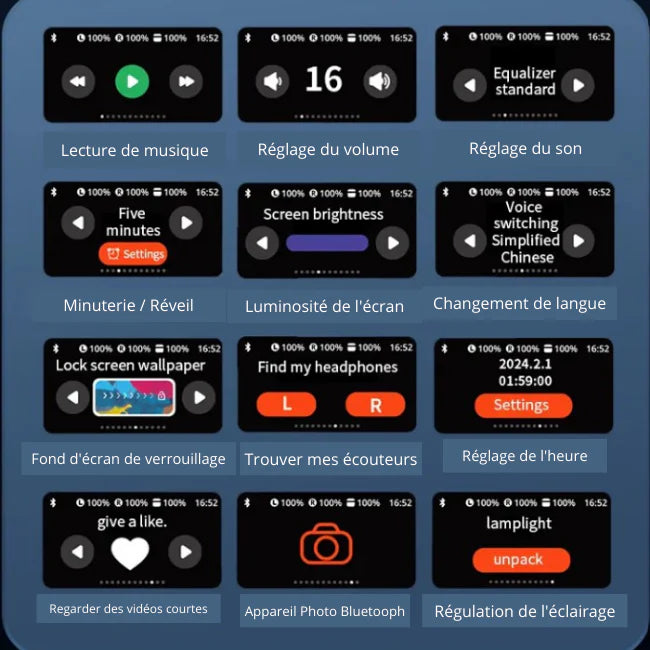 Écouteurs Bluetooth avec Afficheur tactile de haut qualité